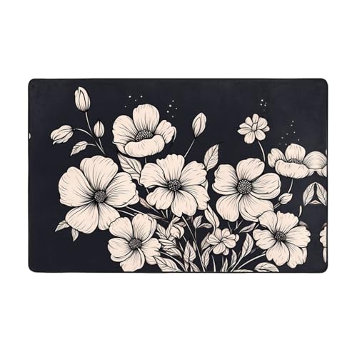 AKGFFDS Flanellstoff-Teppich mit hellrosa Blumen, 152,4 x 99,1 cm, Bodenmatte für Wohnzimmer, Büro, Couchtisch, Bett, Balkon von AKGFFDS