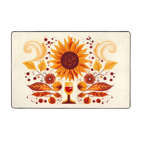 AKGFFDS Gerbera Flanell-Teppich mit Kunstdruck, 152,4 x 99,1 cm, Bodenmatte für Wohnzimmer, Büro, Couchtisch, Bett, Balkon von AKGFFDS