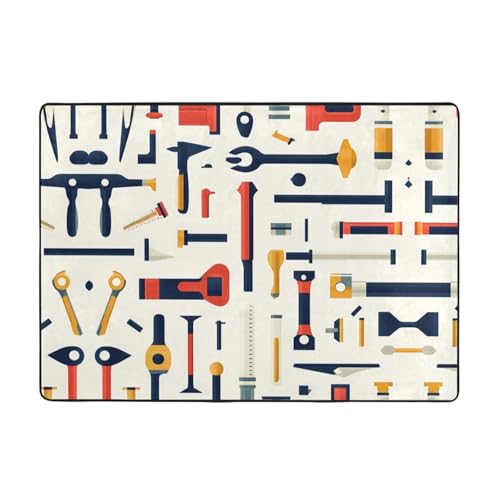 AKGFFDS Hands-on Tools Druckteppich, 203,2 x 147,3 cm, für Wohnzimmer, Büro, Couchtisch, Bett, Balkon, weich, flauschig, wasserabsorbierend, langlebig von AKGFFDS