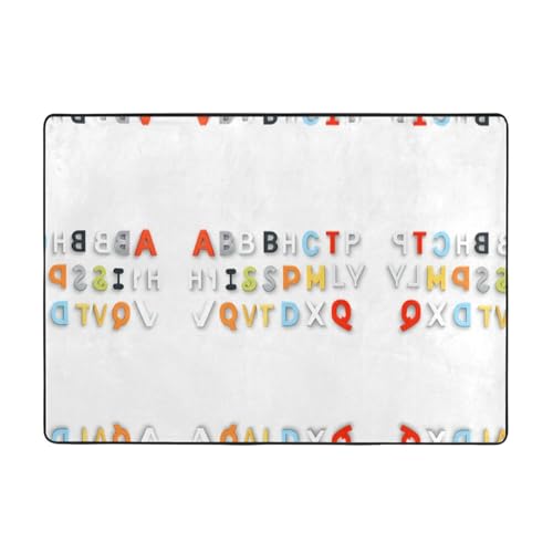 AKGFFDS Komplette Kollektion von Buchstaben, bedruckter Teppich, 203,2 x 147,3 cm, für Wohnzimmer, Büro, Couchtisch, Bett, Balkon, weich, flauschig, wasserabsorbierend, langlebig von AKGFFDS