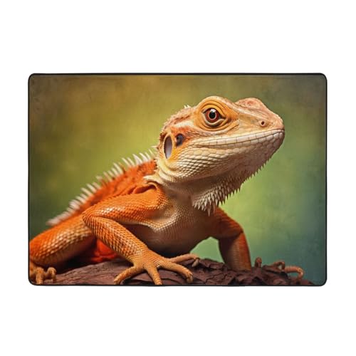 AKGFFDS Lively Teppich mit Eidechsenmotiv, 203,2 x 147,3 cm, für Wohnzimmer, Büro, Couchtisch, Bett, Balkon, weich, flauschig, wasserabsorbierend, langlebig von AKGFFDS