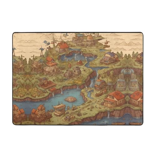 AKGFFDS Mountain River Tribe Bedruckter Teppich, 203,2 x 147,3 cm, für Wohnzimmer, Büro, Couchtisch, Bett, Balkon, weich, flauschig, wasserabsorbierend, langlebig von AKGFFDS