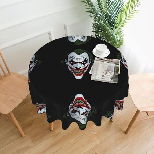 AKGFFDS Runde dekorative Tischdecke, Motiv: Clown unter der Maske, 152,4 cm, für Innen- und Außenbereich, Partys, Hochzeiten von AKGFFDS