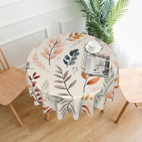 AKGFFDS Runde dekorative Tischdecke mit Blattdruck, 152,4 cm, für Innen- und Außenbereich, Partys, Hochzeiten von AKGFFDS