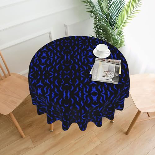 AKGFFDS Runde dekorative Tischdecke mit blauem Flammenmuster, 152,4 cm, für Innen- und Außenbereich, Partys, Hochzeiten von AKGFFDS