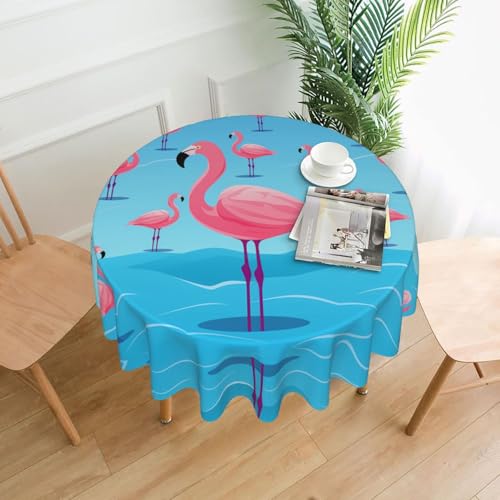 AKGFFDS Runde dekorative Tischdecke mit langen Beinen und Flamingo-Druck, 152,4 cm, für Innen- und Außenbereich, Partys, Hochzeiten von AKGFFDS