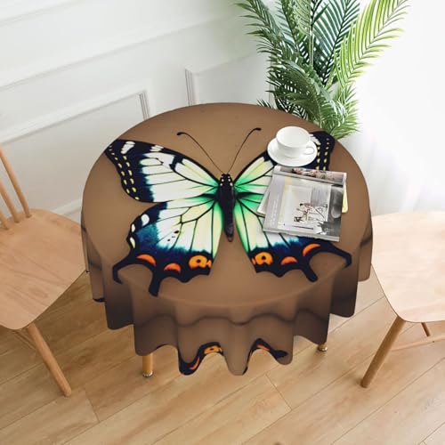 AKGFFDS Runde dekorative Tischdecke mit süßem kleinen Schmetterlings-Druck, 152,4 cm, für Innen- und Außenbereich, Partys, Hochzeiten von AKGFFDS
