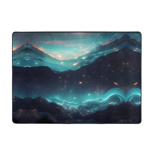AKGFFDS Science-Fiction-Teppich mit Sternen-Druck, 203,2 x 147,3 cm, für Wohnzimmer, Büro, Couchtisch, Bett, Balkon, weich, flauschig, wasserabsorbierend, langlebig von AKGFFDS