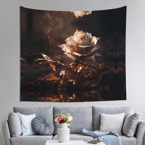 AKGFFDS Tapisserie, vergoldeter Rosendruck, 152,4 x 129,5 cm, weich, leicht für den Innen- und Außenbereich. Für Schlafzimmer, Schlafsaal, Strandtuch, Picknicktücher AKGFFDS Tapisserie, vergoldeter Rosendruck, 152,4 x 129,5 cm, weich, leicht für den Innen- und Außenbereich. Für Schlafzimmer, Schlafsaal, Strandtuch, Picknicktücher von AKGFFDS