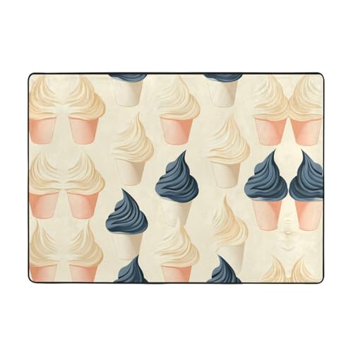 AKGFFDS Teppich in Eiscreme-Form, 203,2 x 147,3 cm, für Wohnzimmer, Büro, Couchtisch, Bett, Balkon, weich, flauschig, wasserabsorbierend, langlebig von AKGFFDS