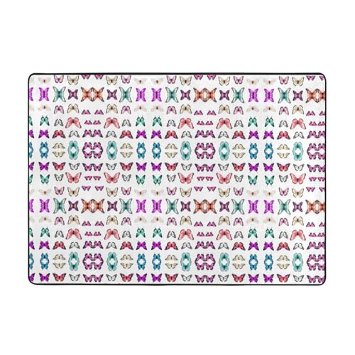 AKGFFDS Teppich mit Schmetterlingsmotiv, 203,2 x 147,3 cm, für Wohnzimmer, Büro, Couchtisch, Bett, Balkon, weich, flauschig, wasserabsorbierend, langlebig von AKGFFDS