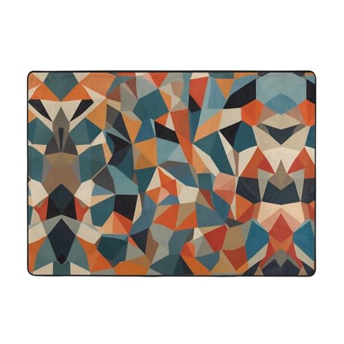 AKGFFDS Teppich mit buntem Rautenmuster, 203,2 x 147,3 cm, für Wohnzimmer, Büro, Couchtisch, Bett, Balkon, weich, flauschig, wasserabsorbierend, langlebig von AKGFFDS