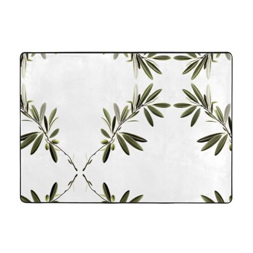 AKGFFDS Teppich mit friedlichem Olivenzweig-Druck, 203,2 x 147,3 cm, für Wohnzimmer, Büro, Couchtisch, Bett, Balkon, weich, flauschig, wasserabsorbierend, langlebig von AKGFFDS