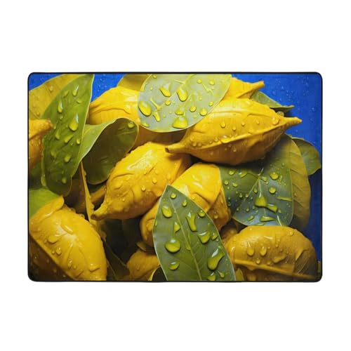 AKGFFDS Teppich mit grünen Blättern, 203,2 x 147,3 cm, für Wohnzimmer, Büro, Couchtisch, Bett, Balkon, weich, flauschig, wasserabsorbierend, langlebig von AKGFFDS