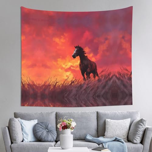 AKGFFDS Wandteppich, Motiv: Das Pferd bei Sonnenuntergang, 152,4 x 129,5 cm, weich, leicht, für den Innen- und Außenbereich. Für Schlafzimmer, Schlafsaal, Strandtuch, Picknicktücher AKGFFDS Wandteppich, Motiv: Das Pferd bei Sonnenuntergang, 152,4 x 129,5 cm, weich, leicht, für den Innen- und Außenbereich. Für Schlafzimmer, Schlafsaal, Strandtuch, Picknicktücher von AKGFFDS