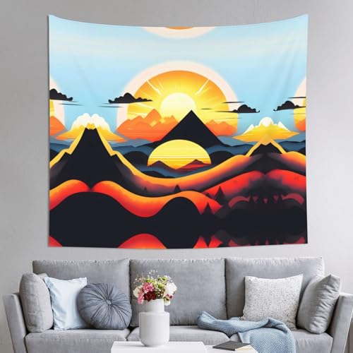 AKGFFDS Wandteppich, Motiv: Sonnenaufgang und Berge, 152,4 x 129,5 cm, weich, leicht, für den Innen- und Außenbereich. Für Schlafzimmer, Schlafsaal, Strandtuch, Picknicktücher AKGFFDS Wandteppich, Motiv: Sonnenaufgang und Berge, 152,4 x 129,5 cm, weich, leicht, für den Innen- und Außenbereich. Für Schlafzimmer, Schlafsaal, Strandtuch, Picknicktücher von AKGFFDS
