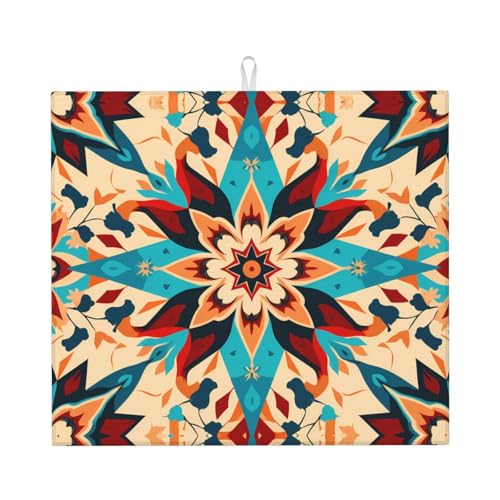 Abtropfmatte für Küche AKGFFDS Diamant Blume indischer Druck ultra saugfähig, wendbar und stilvoll Küche Arbeitsplatte Matte von AKGFFDS