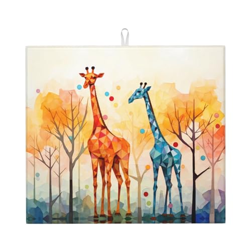 Abtropfmatte für Küche AKGFFDS Giraffe Illustration Druck ultra saugfähig, wendbar und stilvoll Küche Arbeitsplatte Matte von AKGFFDS