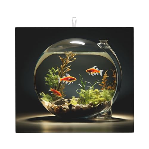 Abtropfmatte für Küche AKGFFDS Glas Fischglas Druck ultra saugfähig, wendbar und stilvoll Küche Arbeitsplatte Matte von AKGFFDS