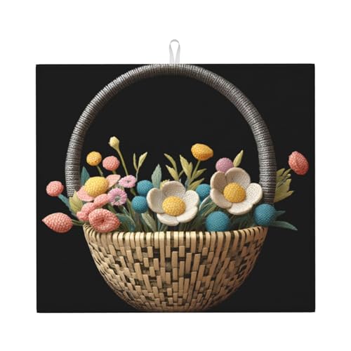 Abtropfmatte für Küche AKGFFDS machen Garn Blumen Druck ultra saugfähig, wendbar und stilvoll Küche Arbeitsplatte Matte von AKGFFDS
