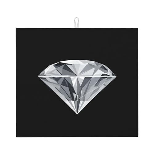 Abtropfmatte für Küche AKGFFDS wunderschöner Diamant-Druck, ultra-saugfähig, wendbar und stilvolle Küchenarbeitsplattenmatte von AKGFFDS