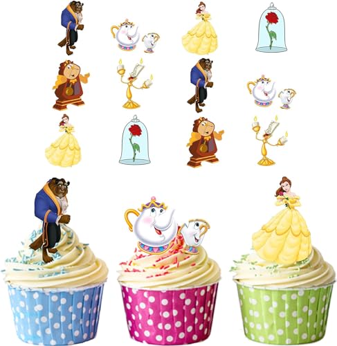 vorgeschnittenen Disney Beauty und The Beast Party Pack – Essbare Cupcake Topper/Kuchen Dekorationen (36 Stück) von AKGifts