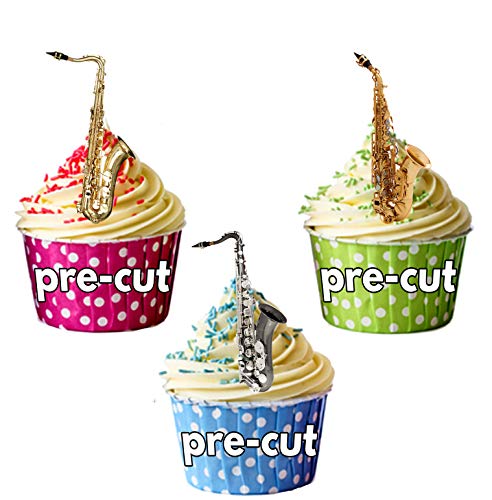 All That Jazz. Saxophone Mix – essbar Stand-up Cupcake Topper (Pack von 12) von AKGifts