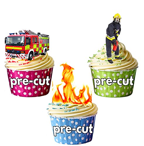 Firefighter Party Pack, 36 Cup Cake Toppers - Edible Stand Up Decorations by AKGifts von AKGifts