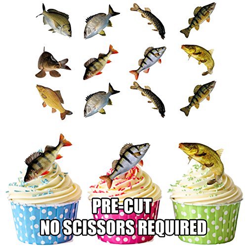 Fish Party Pack, 36 Cup Cake Toppers - Edible Stand Up Decorations by AKGifts von AKGifts