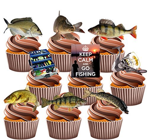 Fishing Party Pack, 36 Cup Cake Toppers - Edible Stand Up Decorations by AKGifts von AKGifts