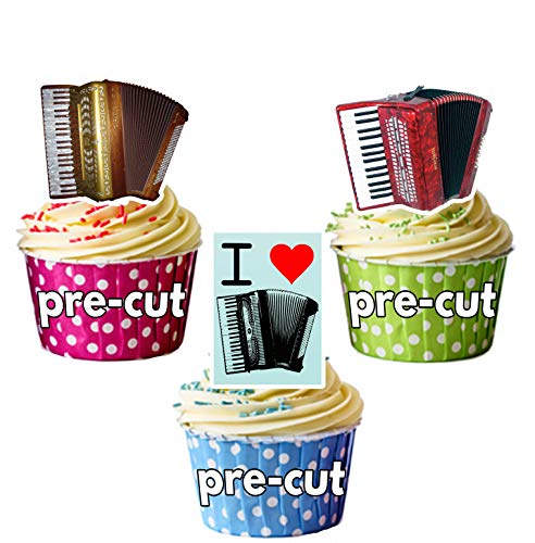 I love Akkordeons Mix Essbar Stand-up Cupcake Topper (Pack von 12) von AKGifts