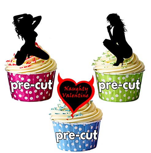 Naughty Valentine 's Day und sexy Silhouetten – essbar Stand-up Cup Cake Topper (Pack von 12) von AKGifts
