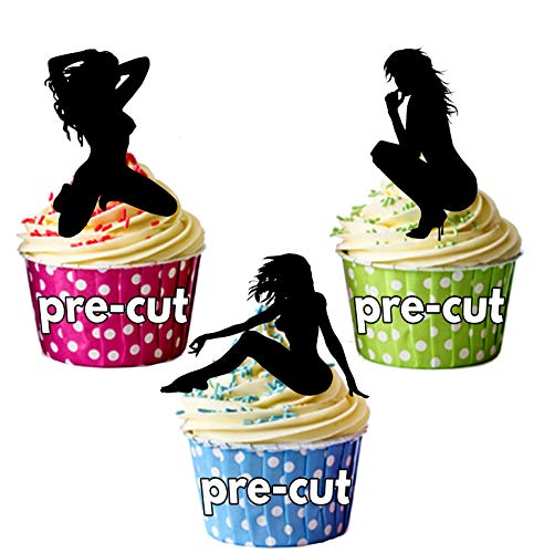 Sexy Frau Silhouetten – essbar Stand-up Cupcake Topper (Pack von 12) von AKGifts