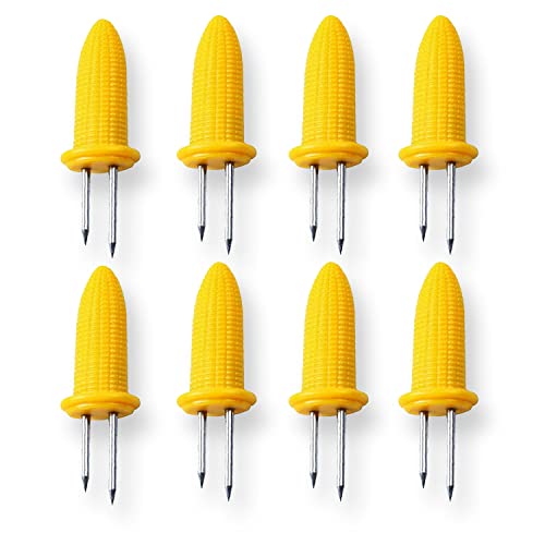 AKH® 8 BBQ Corn Spieße | Edelstahl BBQ Spieße | Corn On The Cob Holders | Corn Grips Forks | Barbecue Tool | Sweetcorn Holder Fork | Corn Cob Sticks | for BBQ, Camping, Picnic, Summer Party von AKH