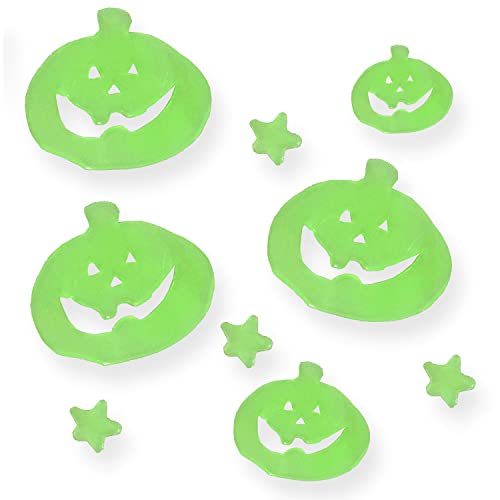 AKH® Halloween Fensteraufkleber | 9 Aufkleber | Glow in the Dark Gel Sticker | Kürbis und Stern Design | Halloween Fensterbilder zur Dekoration | Halloween Fensterdekoration von AKH