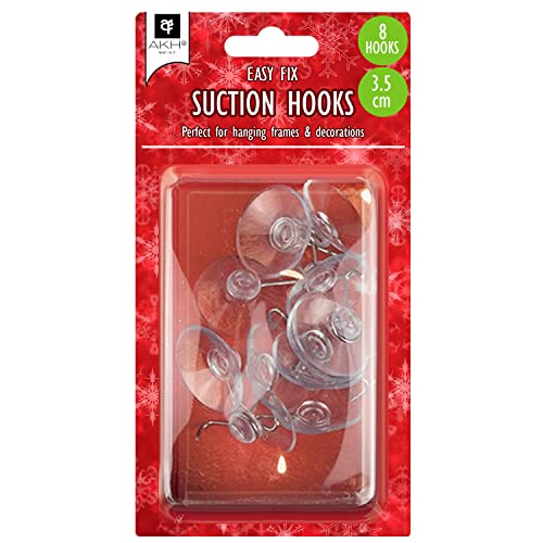 AKH® Transparente Saugnäpfe,8 Stück,3.5 cm Gummi-Saugnäpfe mit Metallhaken,Starker Haken zum Aufhängen von Weihnachtsdekorationen, Schildern, Spiegelglas, Küche, Badezimmer, Festivals, Dekorationen von AKH