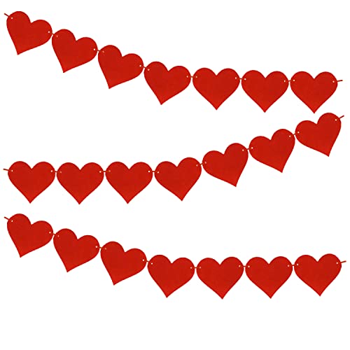 AKH® Valentinstag-Dekoration, rotes Herz-Banner | 40 Stück Valentinstag, rote Herzen, zum Aufhängen, Dekorationen, Verlobung, Hochzeit, Party von AKH