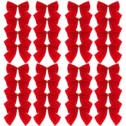 AKH® Weihnachts-Schleife, Weihnachtsbaum, Schleife, Dekoration, Festival, Geschenk, Geschenk, Schleife, Samtband, Pack of 18 von AKH