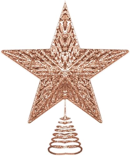 AKH® Weihnachtsbaumspitze Stern in Rotgold, 22 cm, Weihnachtsbaumspitze für Weihnachten, Heimdekoration von AKH
