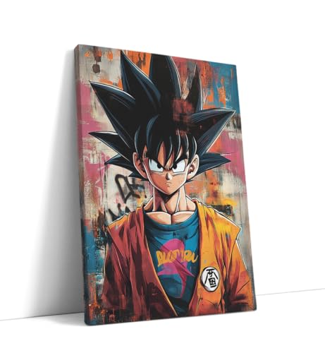 AKINDA Art Gallery - Bild mit Rahmen 30 x 40 cm - Goku Pop Art - Dragon Ball Super - Anime - Modernes Gemälde Wohnzimmer - Street Art - Geschenkidee für Wohnkultur von AKINDA