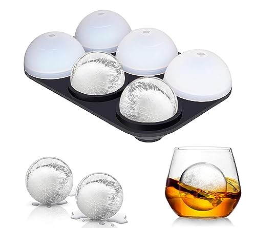AKINOYAMA Eiswürfelform Silikon, XXL 45mm Eiskugelform 48mm 6-Fach 2-Set Eiswürfelformen Ice Cube Tray, BPA Frei Eiswürfel Form für Whisky Cocktails Saft Schokolade Süßigkeiten (Eisball) von AKINOYAMA