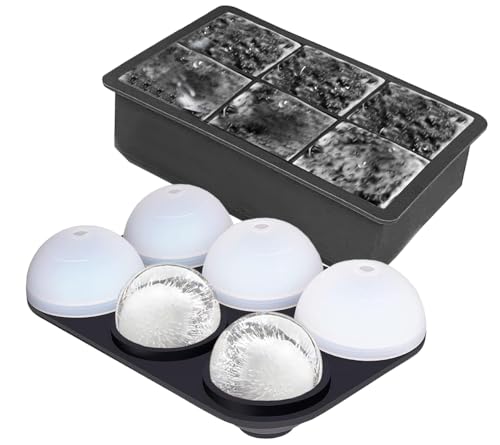 AKINOYAMA Eiswürfelform Silikon, XXL 45mm Eiskugelform 48mm 6-Fach 2-Set Eiswürfelformen Ice Cube Tray, BPA Frei Eiswürfel Form für Whisky Cocktails Saft Schokolade Süßigkeiten (Eisball&Quadratischer) AKINOYAMA Eiswürfelform Silikon, XXL 45mm Eiskugelform 48mm 6-Fach 2-Set Eiswürfelformen Ice Cube Tray, BPA Frei Eiswürfel Form für Whisky Cocktails Saft Schokolade Süßigkeiten (Eisball&Quadratischer) von AKINOYAMA