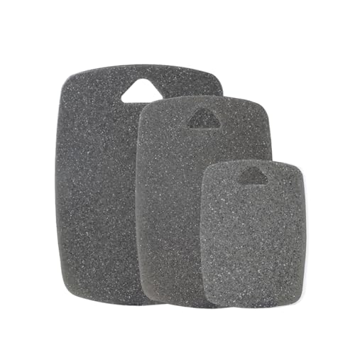 AKINOYAMA Schneidebrett 3er Set, Schneidebretter für Küchen mit Griff, BPA-frei, spülmaschinenfeste Schneidebretter, Multi Color Schneidebrett Set (Schwarz) von AKINOYAMA