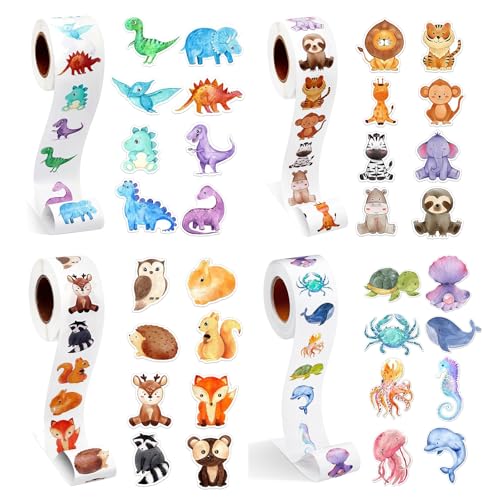 2000 Stück Sticker Tiere Runde Aufkleber Kinder 32 Muster Animal Sticker Rolle Belohnungsaufkleber Meerestier Aufkleber Selbstklebende für Mädchen Junge 2000 Stück Sticker Tiere Runde Aufkleber Kinder 32 Muster Animal Sticker Rolle Belohnungsaufkleber Meerestier Aufkleber Selbstklebende für Mädchen Junge von AKINSTER