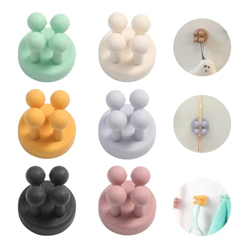 Zahnbürstenhalter Wand, 6 Stück Silikon Zahnbürsten Halter Saugnapf Ohne Bohren Multifunktionshaken Zahnbürstenhalter Rasierhalter Dusche für Küche Bad Wohnzimmer Büro von AKINSTER