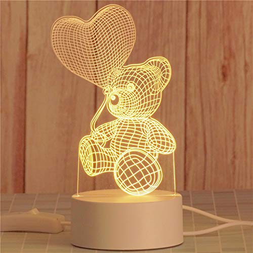 AKIS HOME 3D Nachtlicht, LED Illusion Lampe mit Smart Touch 7 Farben für Wohnzimmer Schlafzimmer, Geburtstagsgeschenk für Mädchen Junge (Ballonbär, 3-farbig) von AKIS ALIVE KITCHEN IDEA STUDIO