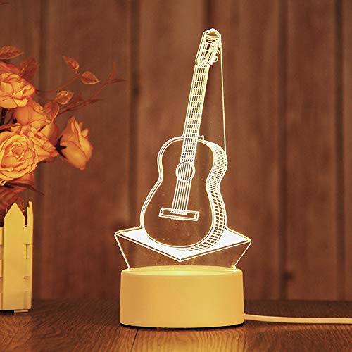 AKIS HOME 3D Nachtlicht, LED Illusion Lampe mit Smart Touch 7 Farben für Wohnzimmer Schlafzimmer, Geburtstagsgeschenk für Mädchen Junge (Gitarre, 7-farbig) von AKIS ALIVE KITCHEN IDEA STUDIO