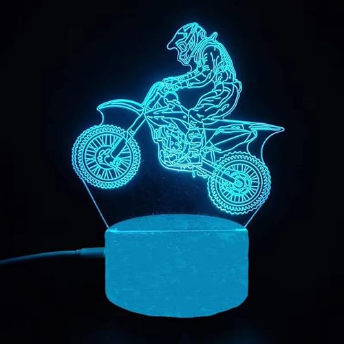 AKIS HOME 3D Nachtlicht, LED Illusion Lampe mit Smart Touch 7 Farben für Wohnzimmer Schlafzimmer, Geburtstagsgeschenk für Mädchen Junge (Motorrad, 3-farbig) von AKIS ALIVE KITCHEN IDEA STUDIO