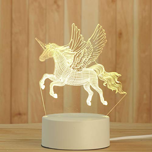 AKIS HOME 3D Nachtlicht, LED Illusion Lampe mit Smart Touch 7 Farben für Wohnzimmer Schlafzimmer, Geburtstagsgeschenk für Mädchen Junge (Pegasus, 3-farbig) von AKIS ALIVE KITCHEN IDEA STUDIO