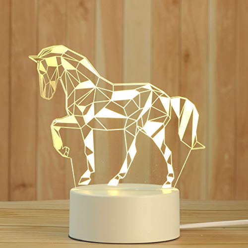 AKIS HOME 3D Nachtlicht, LED Illusion Lampe mit Smart Touch 7 Farben für Wohnzimmer Schlafzimmer, Geburtstagsgeschenk für Mädchen Junge (Pferd, 7-farbig) von AKIS ALIVE KITCHEN IDEA STUDIO